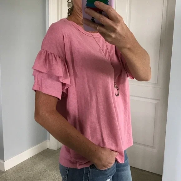 Pink Short Ruffled Sleeve Top - Picture 4 of 6